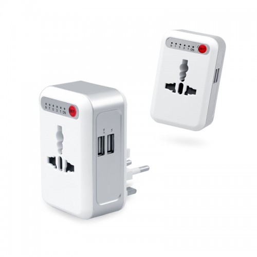 Smart Timing Universal Travel Adaptor with 2 USB Hub